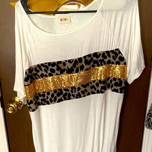 oversized leopard print and gold sequins